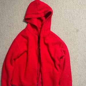 pink (brand ) red reversible super comfy zip up with hood